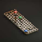 TOFU65 3.0 PEI plate assembly with red, green and blue keycaps