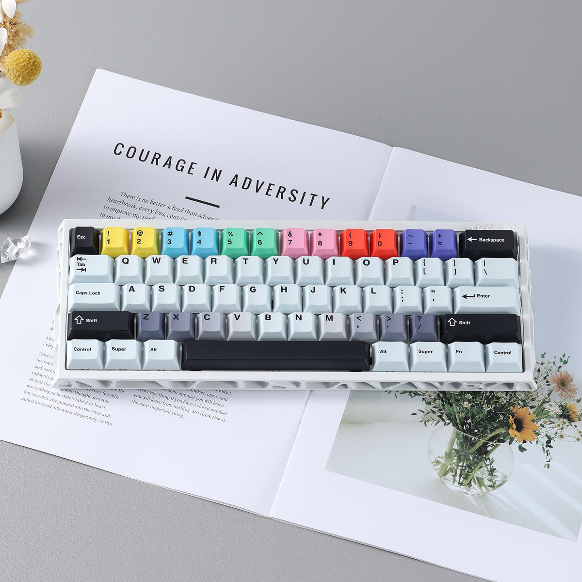 PBTfans no signalを装着したHoly60キーボード、使用準備完了です